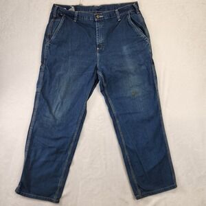 Carhartt Men's FR Relaxed‎ Fit Denim Carpenter Jeans 38x32 Blue Flame Resistant
